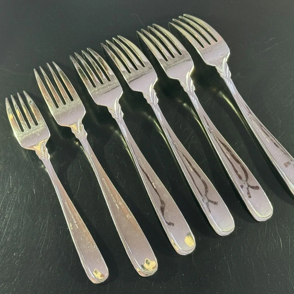 Yamazaki Patrick Stainless Flatware AFFAIR GOLD Lot of 1 Salad & 5 Dinner Forks